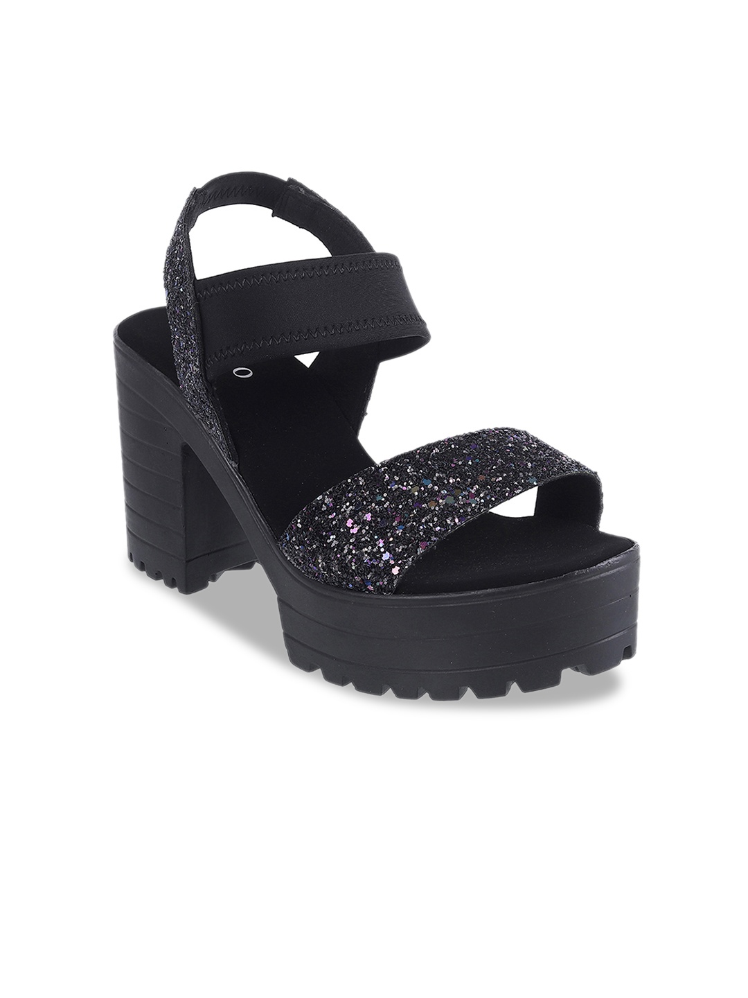 

Metro Women Black Embellished Platforms
