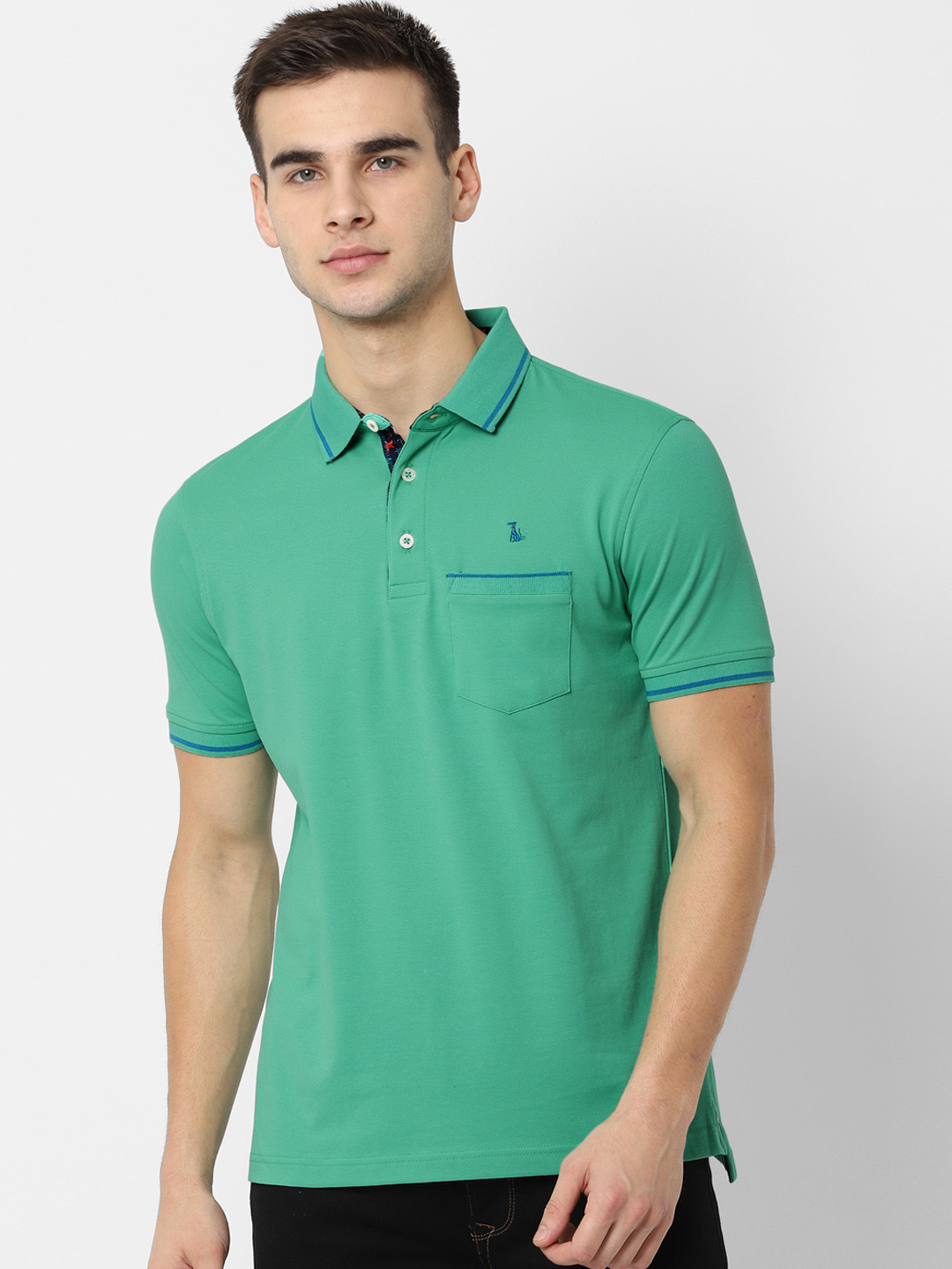 

SIMON CARTER LONDON Men Green Solid Polo Collar T-shirt