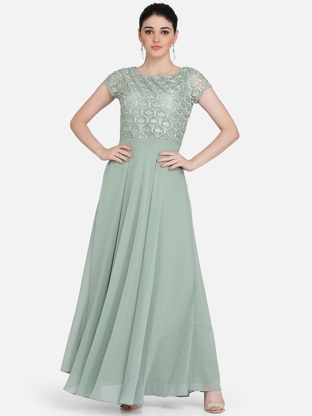 

Eavan Women Green Self Design Maxi Dress