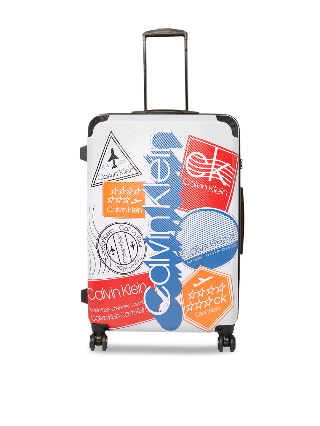 

Calvin Klein Unisex Multicoloured Printed Airlines Hard-Sided Large Trolley Suitcase, Multi