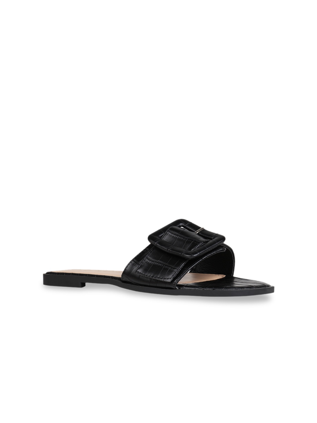 

Addons Women Black Solid Open Toe Flats