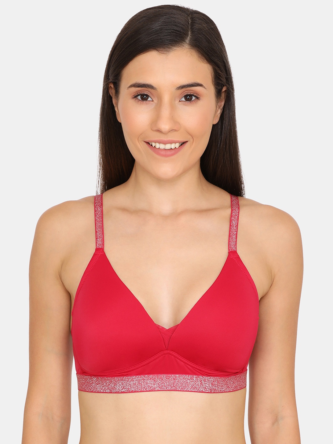 

Zivame Red Solid Non-Wired Lightly Padded T-shirt Bra