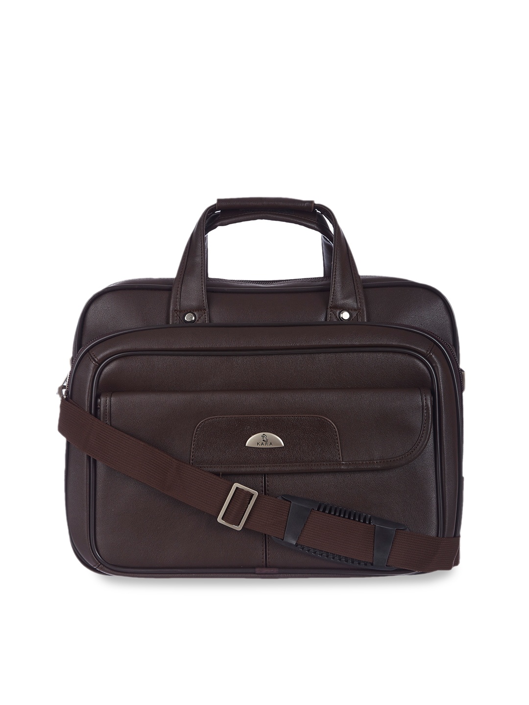 Kara Men Coffee Brown Solid Laptop Bag
