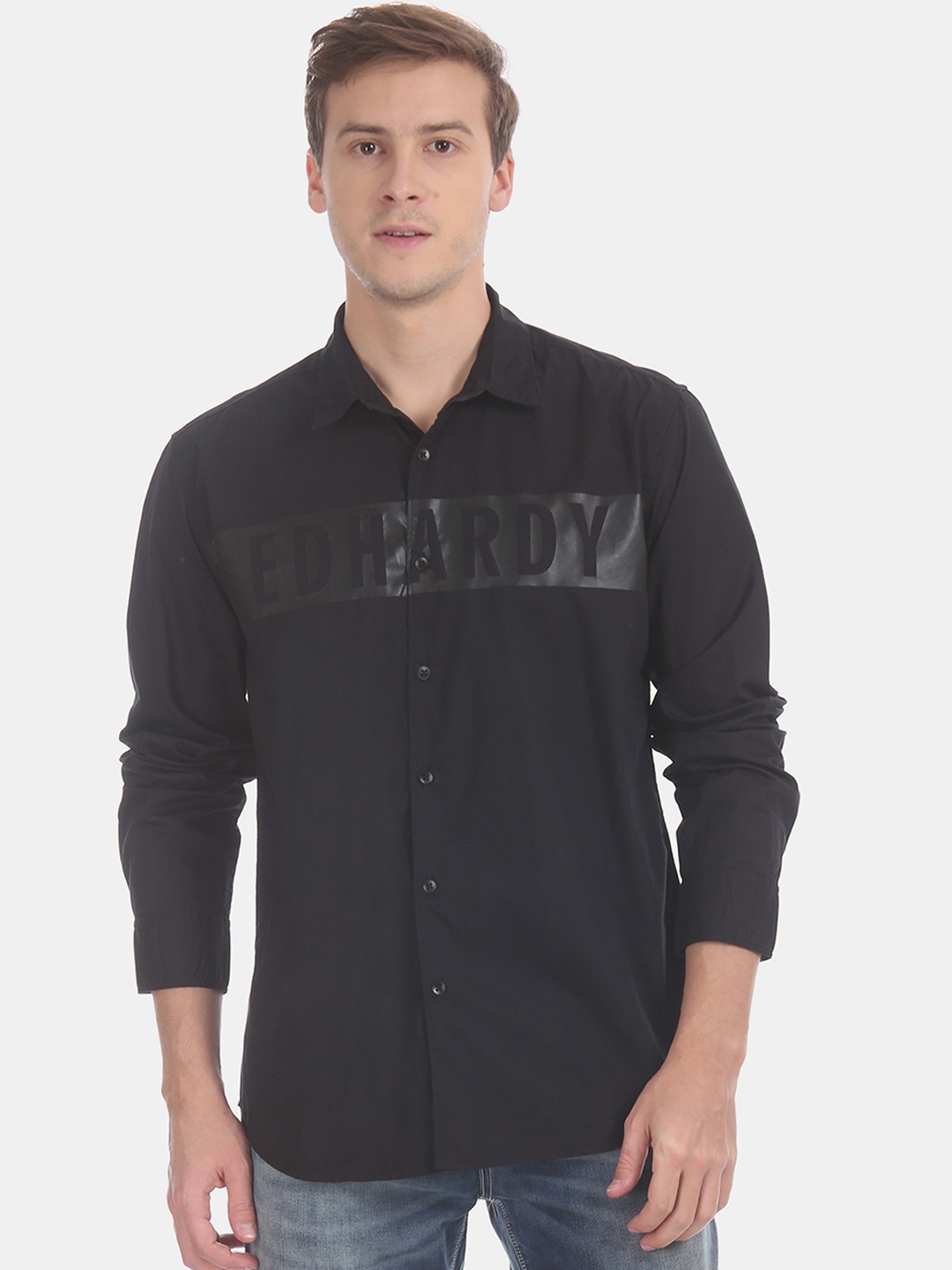 

Ed Hardy Men Black Regular Fit Printed Casual Shirt