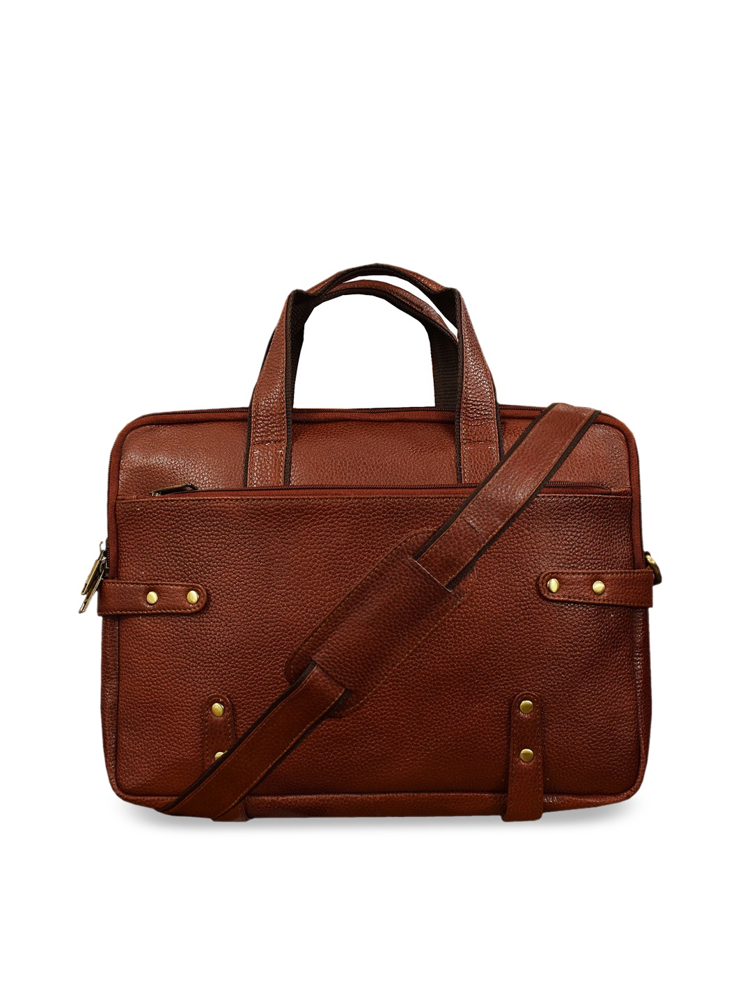 

ABYS Unisex Brown Solid Genuine Leather Laptop Bag
