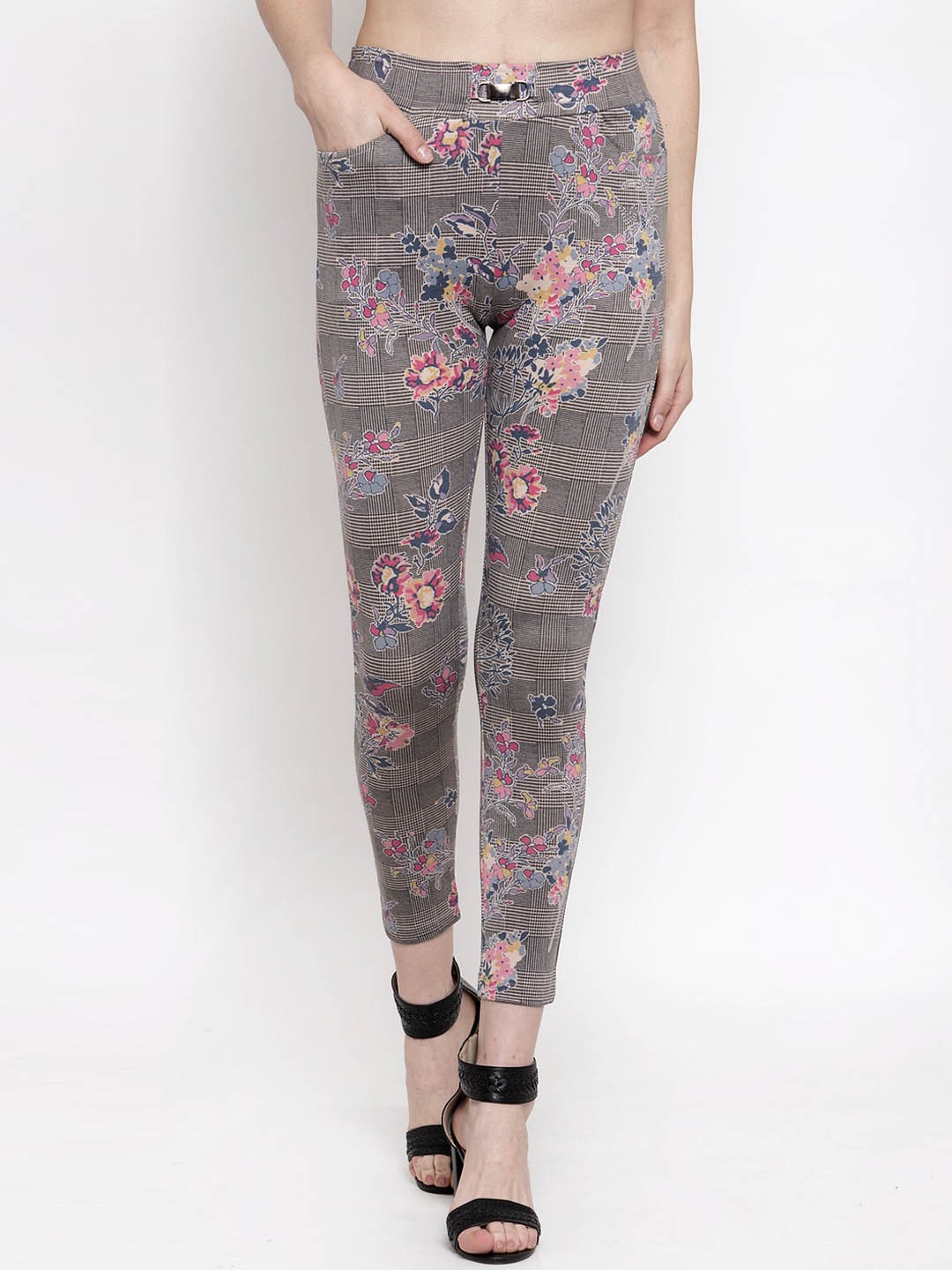 

armure Women Grey & Blue Printed Treggings