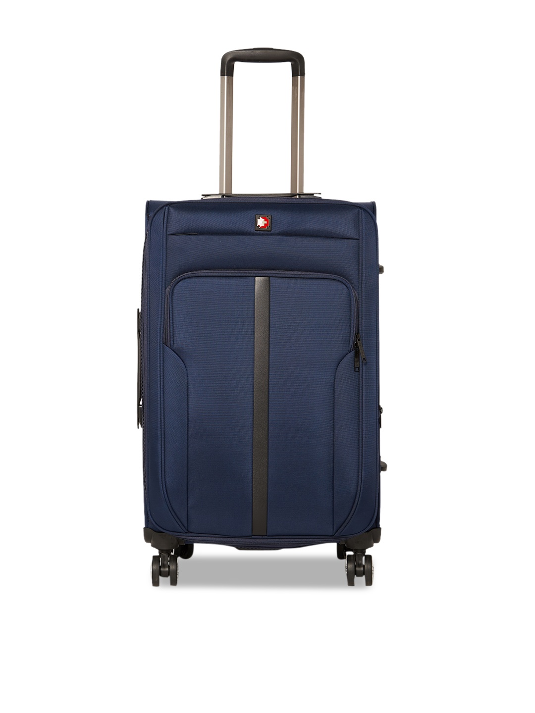 

SWISS BRAND Navy Blue Solid Grande Soft-Sided Medium Trolley Suitcase
