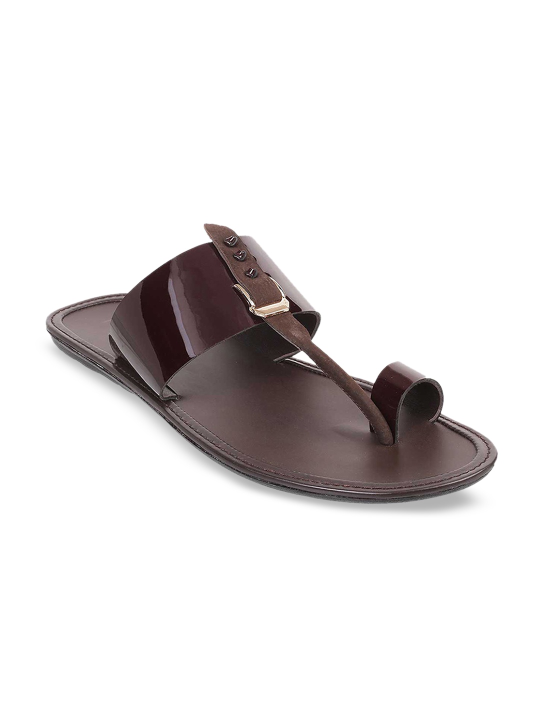 

Metro Men Maroon Solid Leather Comfort Sandals