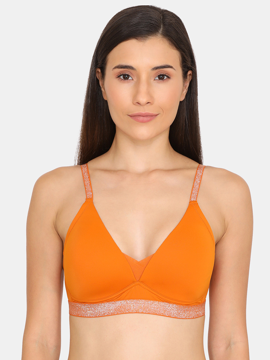

Zivame Orange Solid Non-Wired Lightly Padded T-shirt Bra ZI1937FASHCORNG