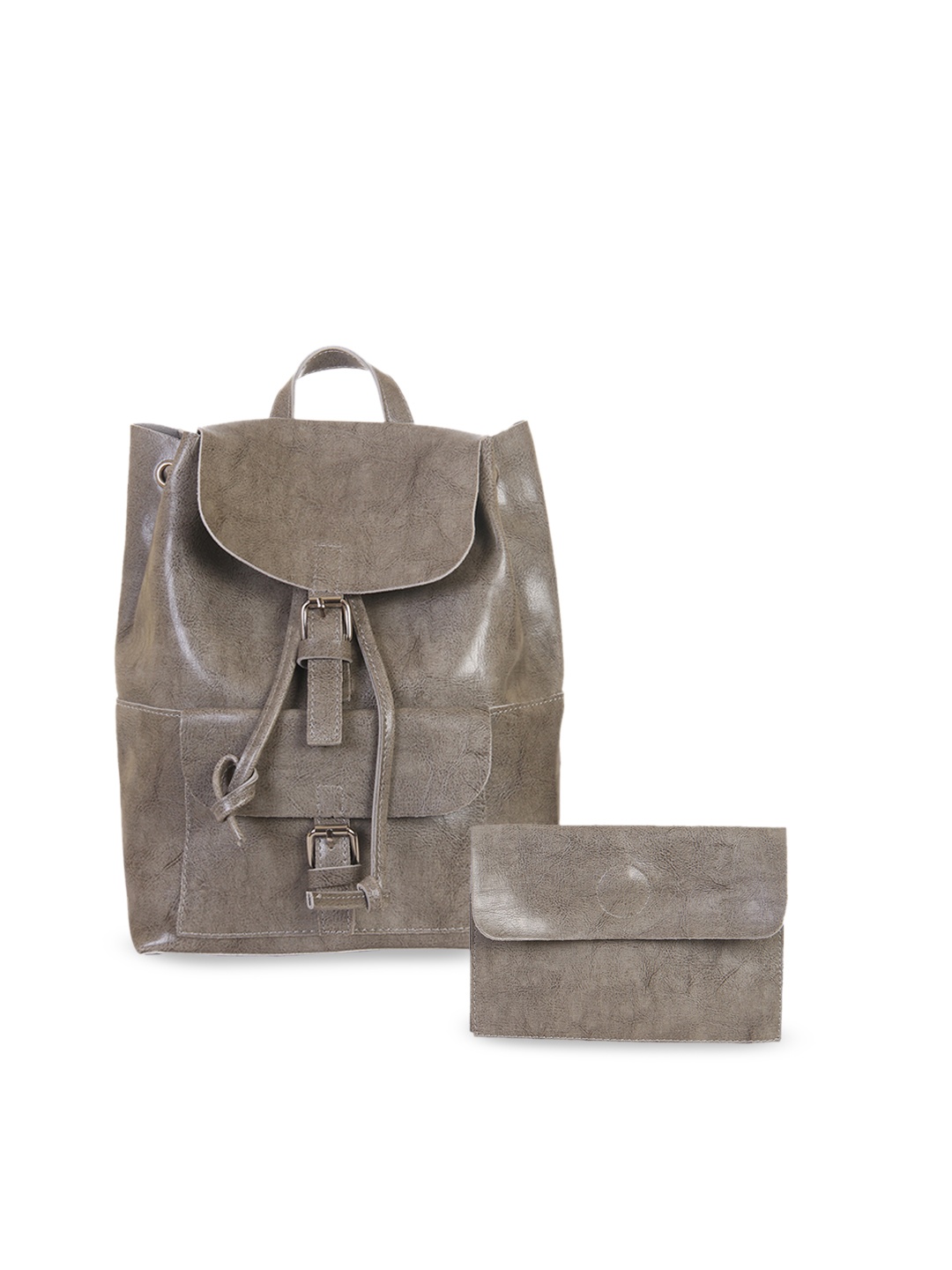 

red pout Women Grey Solid Backpack With Pouch