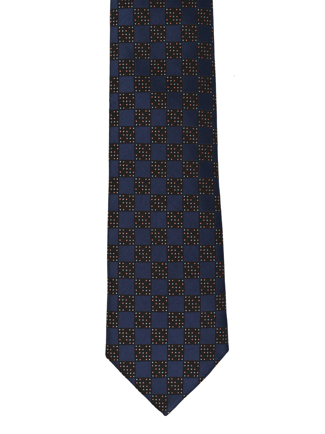 

Calvadoss Men Navy Blue & Black Checked Broad Tie