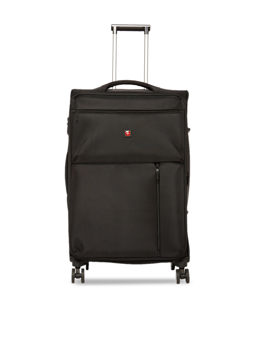 

SWISS BRAND Unisex Black Solid Locarno Soft-Sided Large Trolley Suitcase