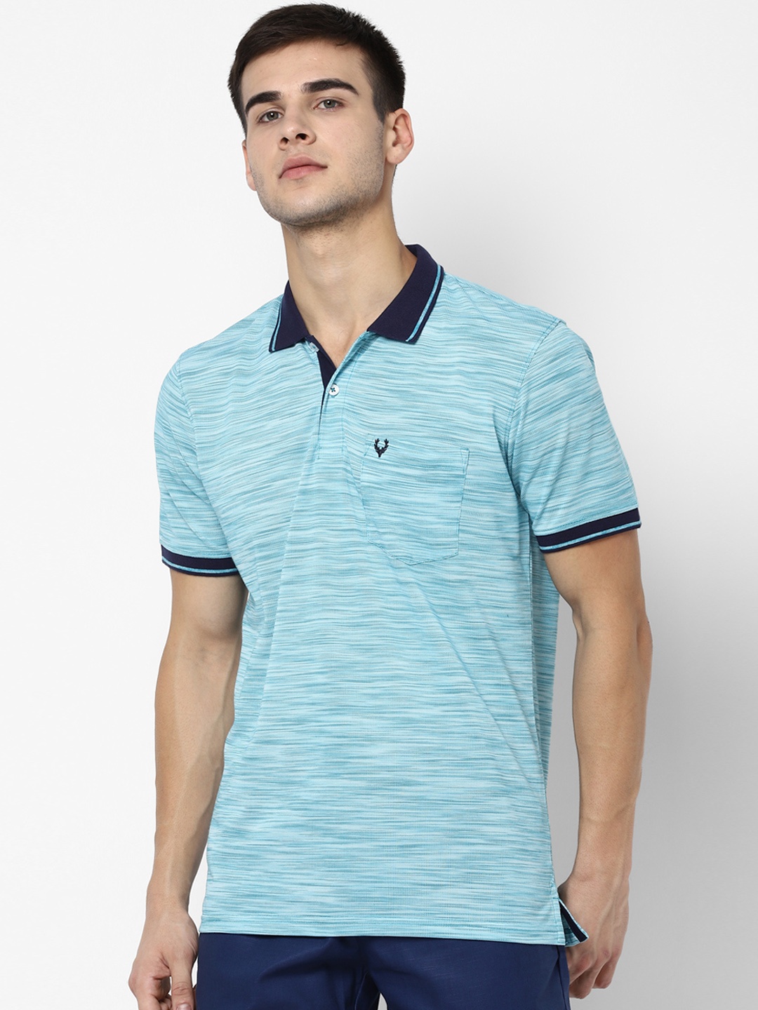 

Allen Solly Men Blue Solid Polo Collar T-shirt
