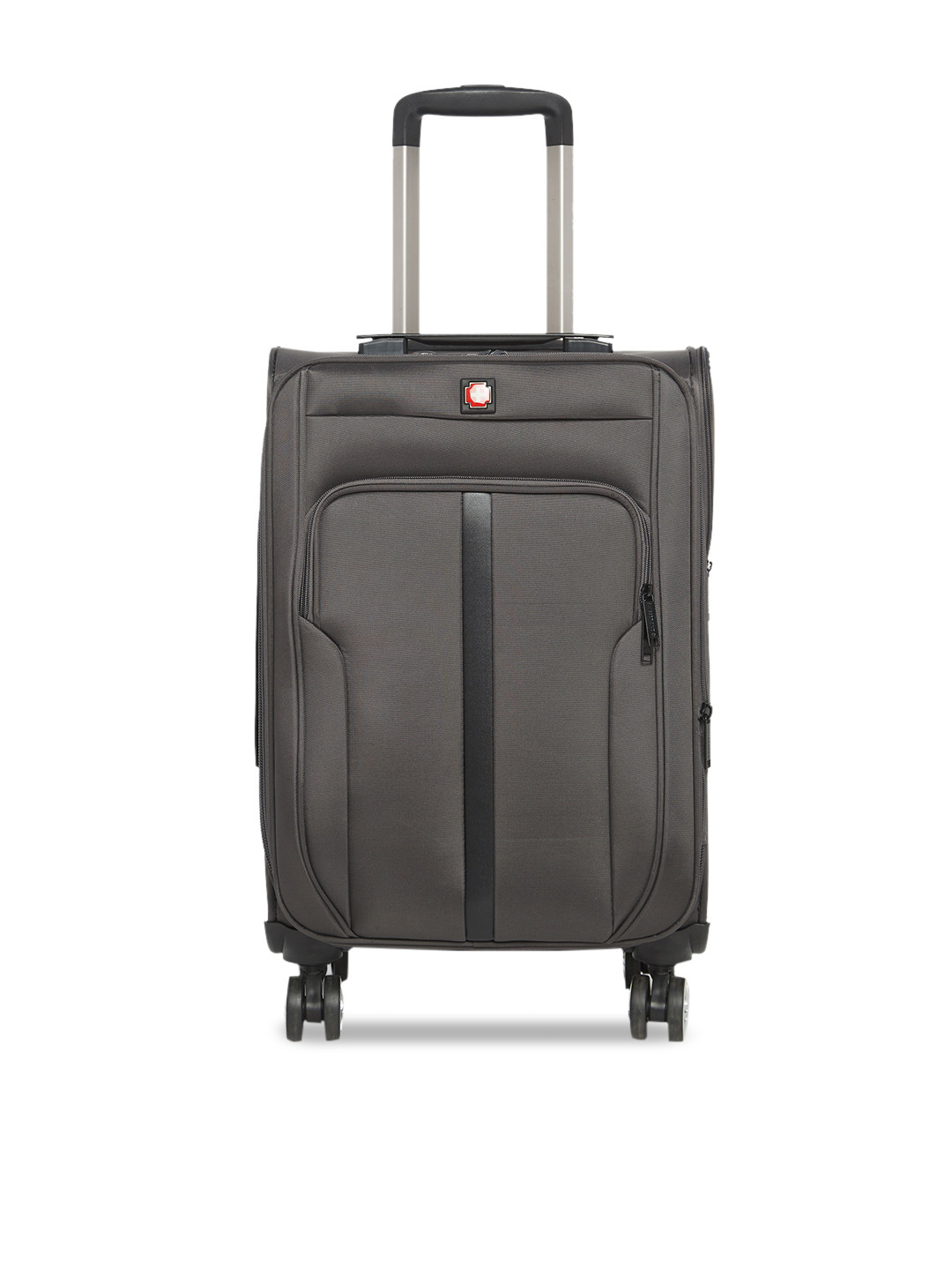 

SWISS BRAND Grey Solid Grande 360-Degree Rotation Soft-Sided Cabin Trolley Suitcase