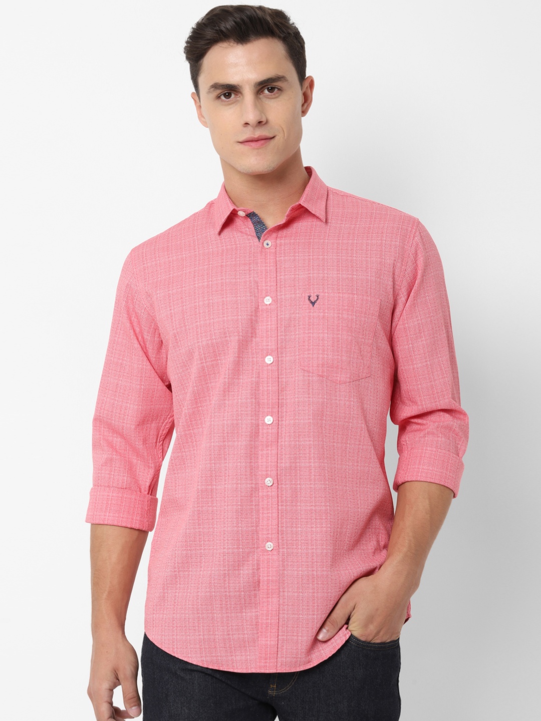 

Allen Solly Men Pink Slim Fit Solid Casual Shirt