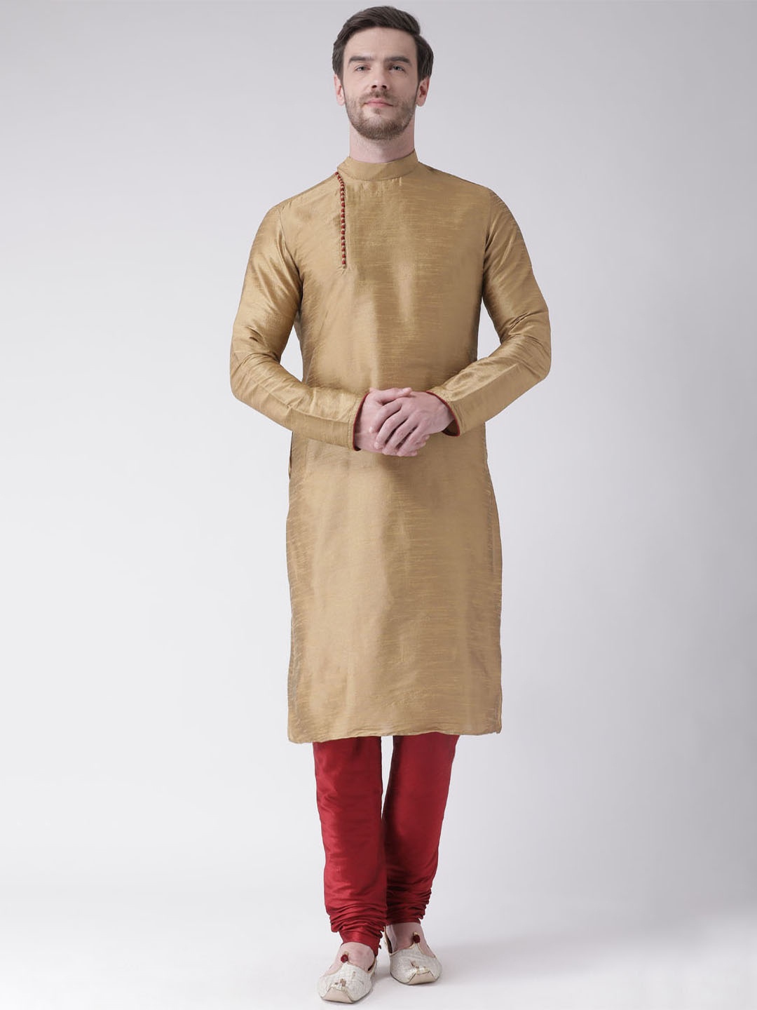 

DEYANN Men Brown Solid Straight Kurta