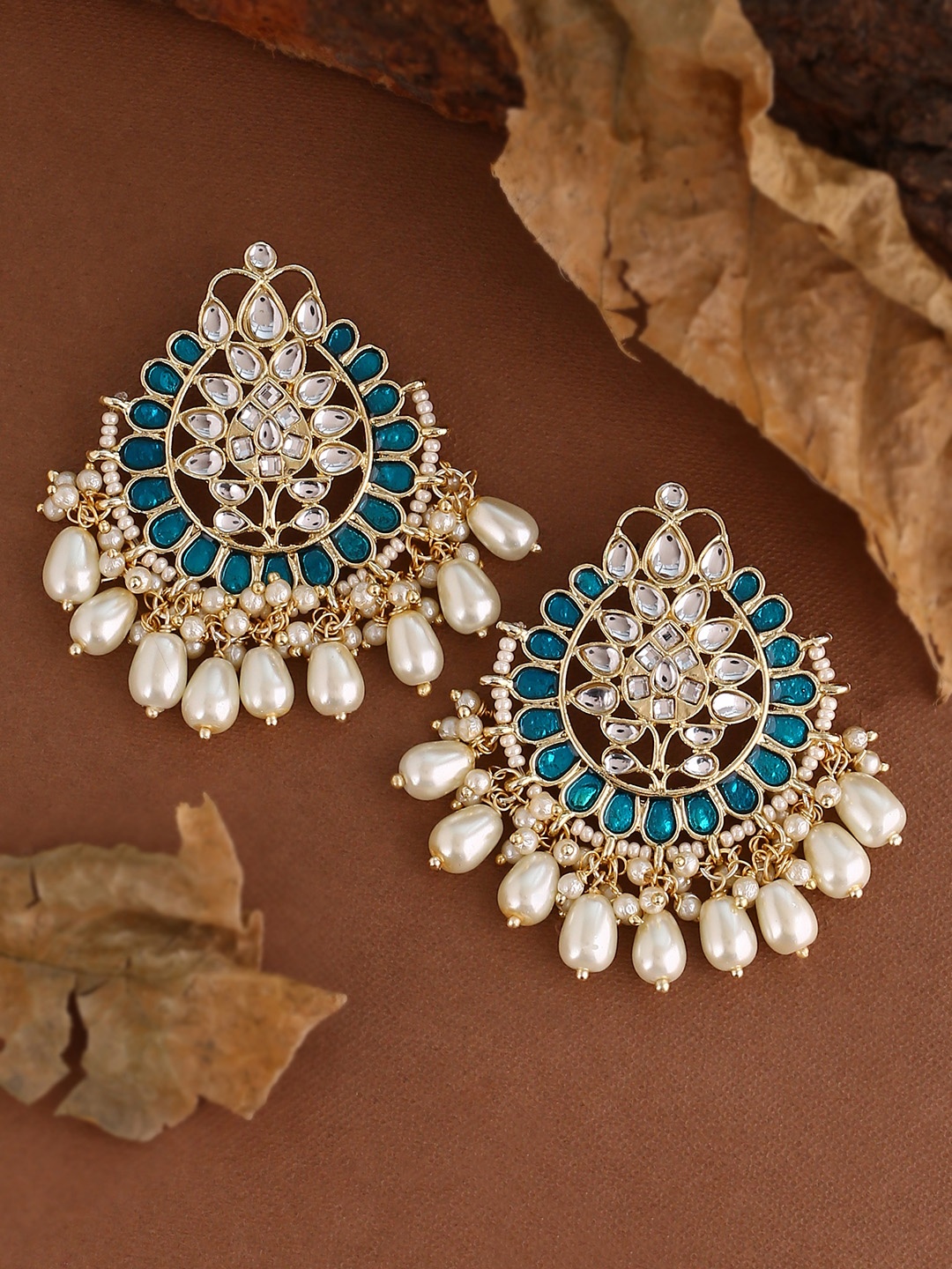 

Shoshaa Blue Gold Plated Classic Chandbalis