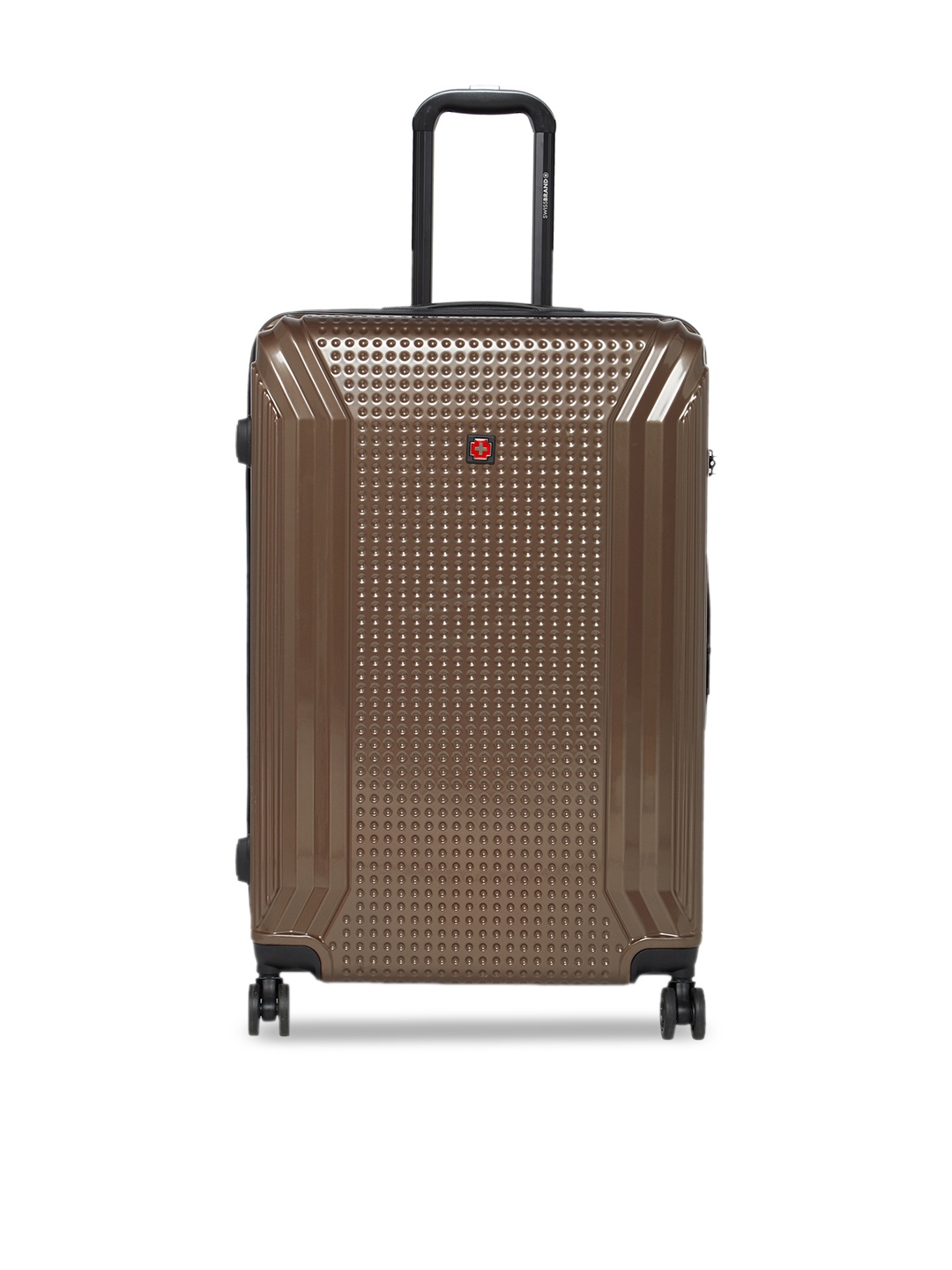 

SWISS BRAND Coffee Brown Textured VERNIER 360-Degree Rotation Hard-Sided Large Trolley Suitcase
