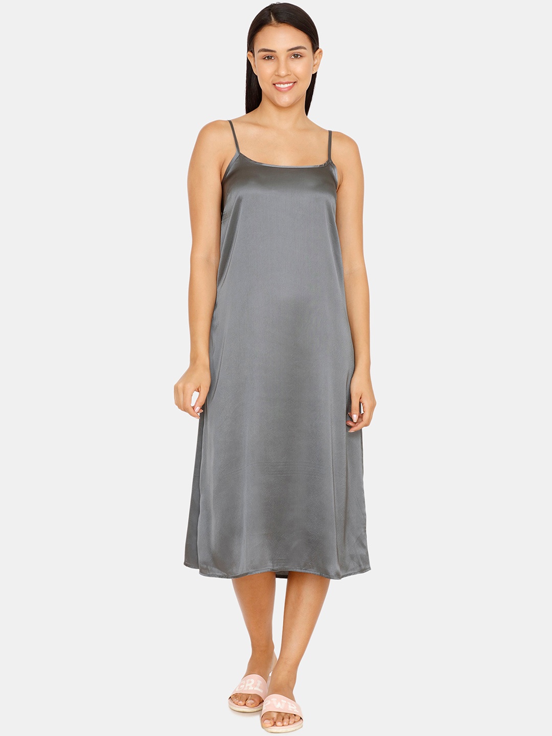 

Zivame Women Grey Solid Nightdress