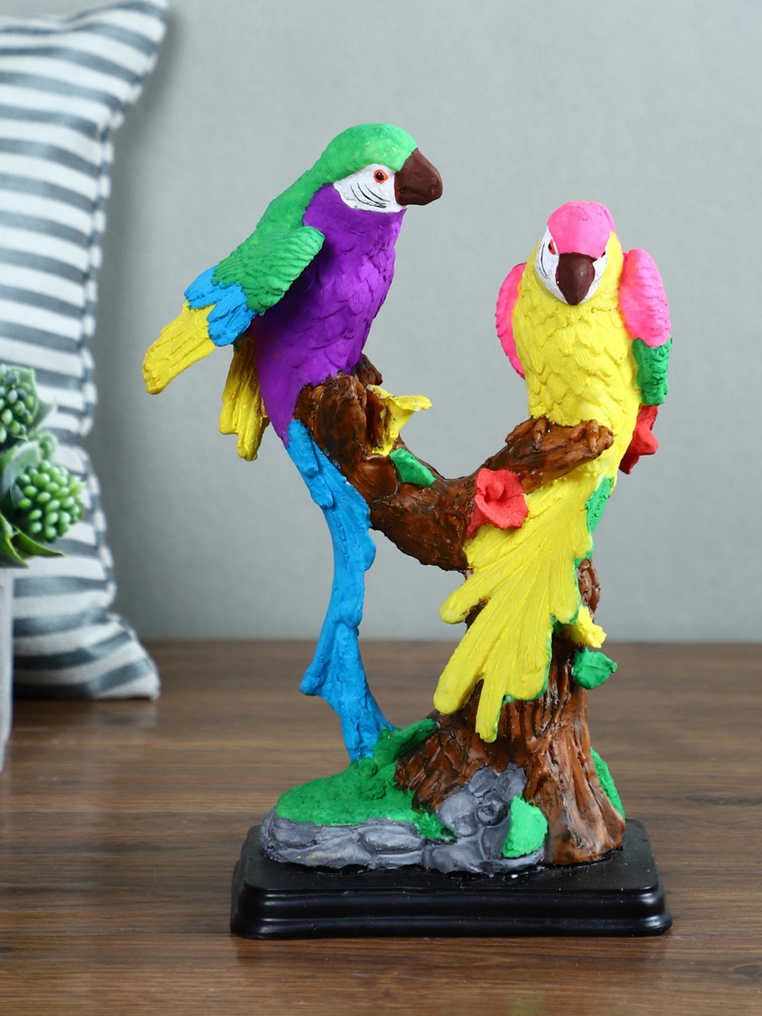 

TIED RIBBONS Yellow & Purple Colorful Parrot Showpiece