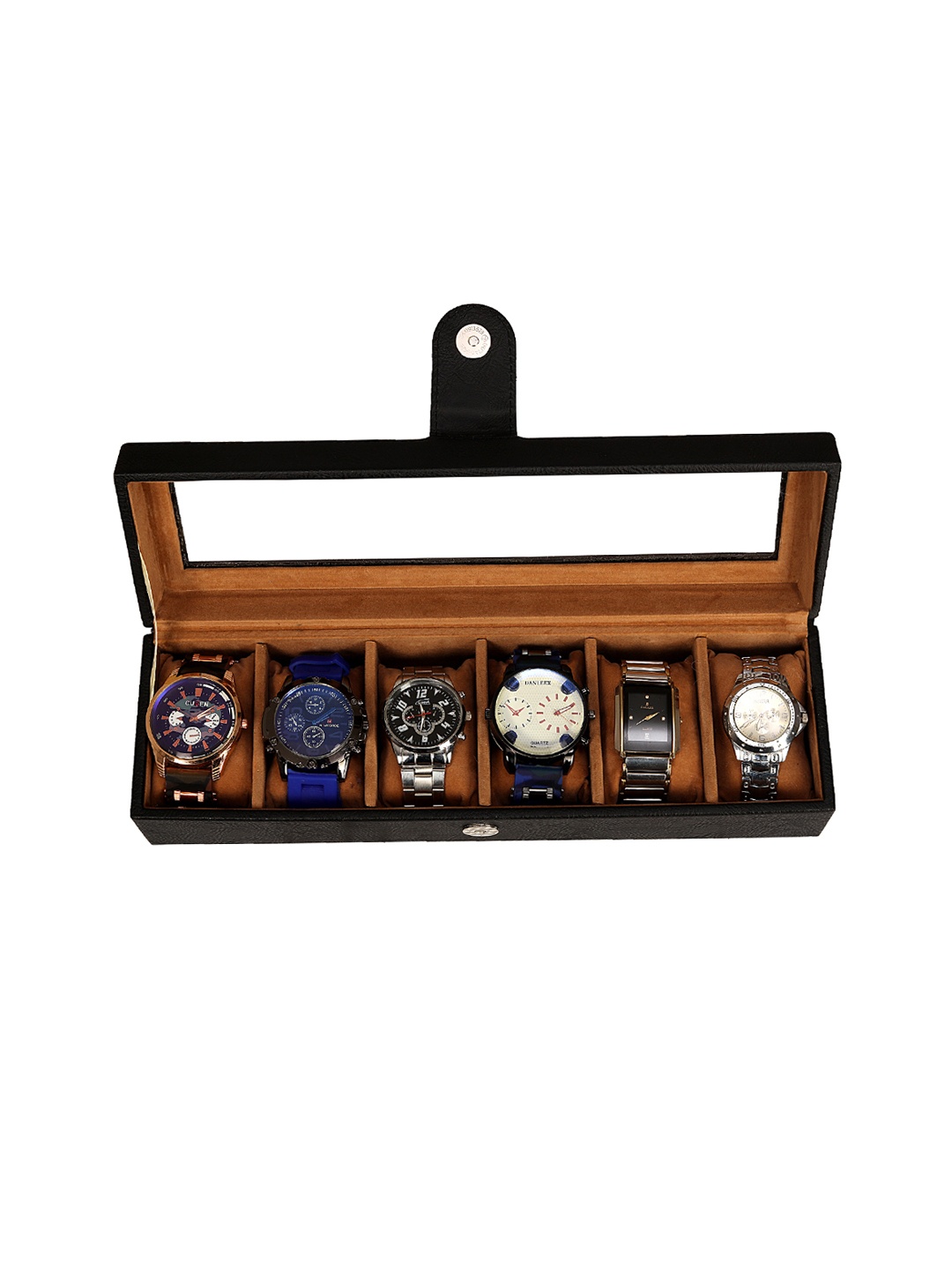 

Leather World Unisex 6 Slots Black Watch Organiser Box