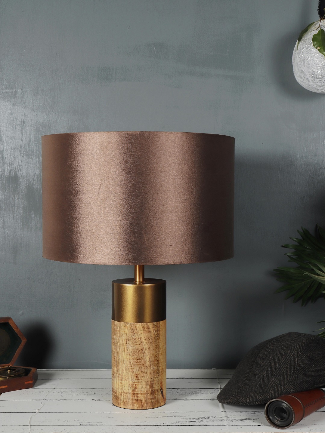

Grated Ginger Coffee Brown Solid Cylindrical Bedside Lamp