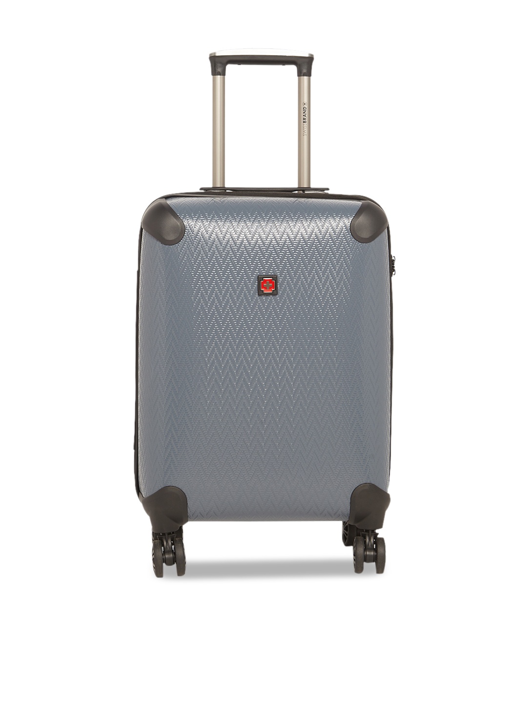 

SWISS BRAND Grey Textured ETOY Hard-Sided Cabin Trolley Suitcase