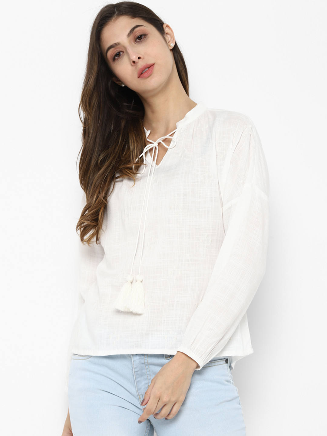 

Allen Solly Woman White Embroidered Top