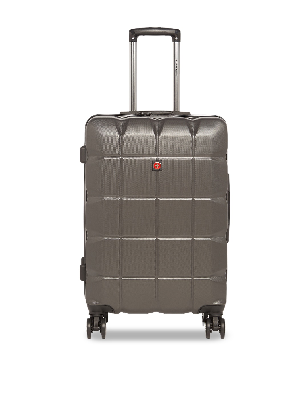 

SWISS BRAND Grey Solid Friburg 360-Degree Rotation Hard-Sided Medium Trolley Suitcase