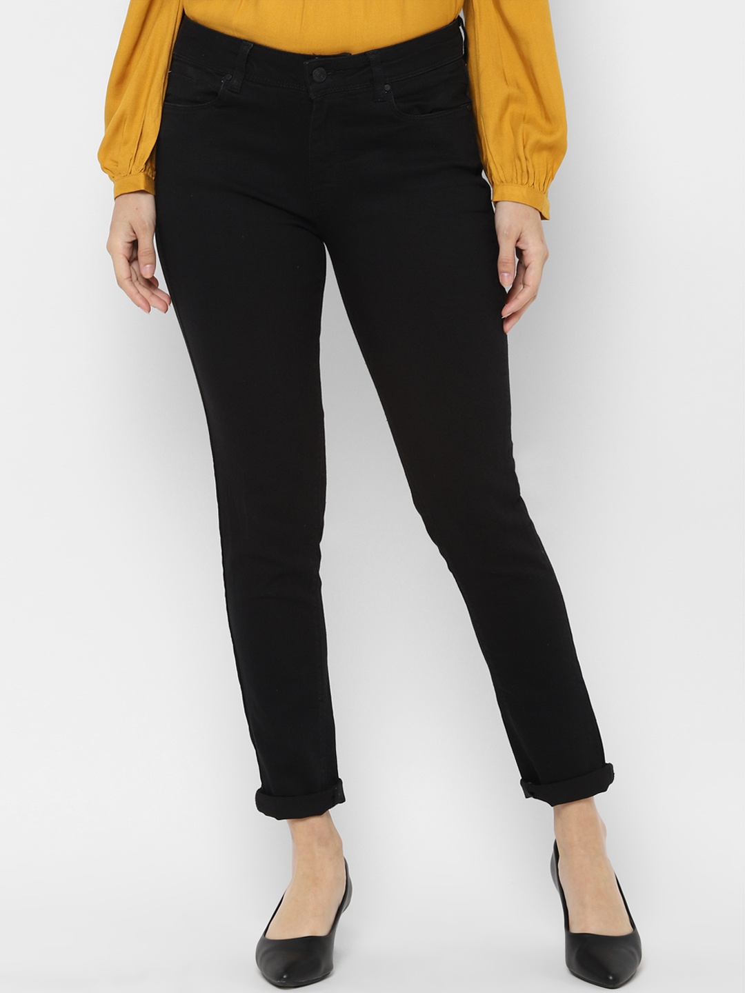 

Allen Solly Woman Women Black Regular Fit Mid-Rise Clean Look Stretchable Jeans