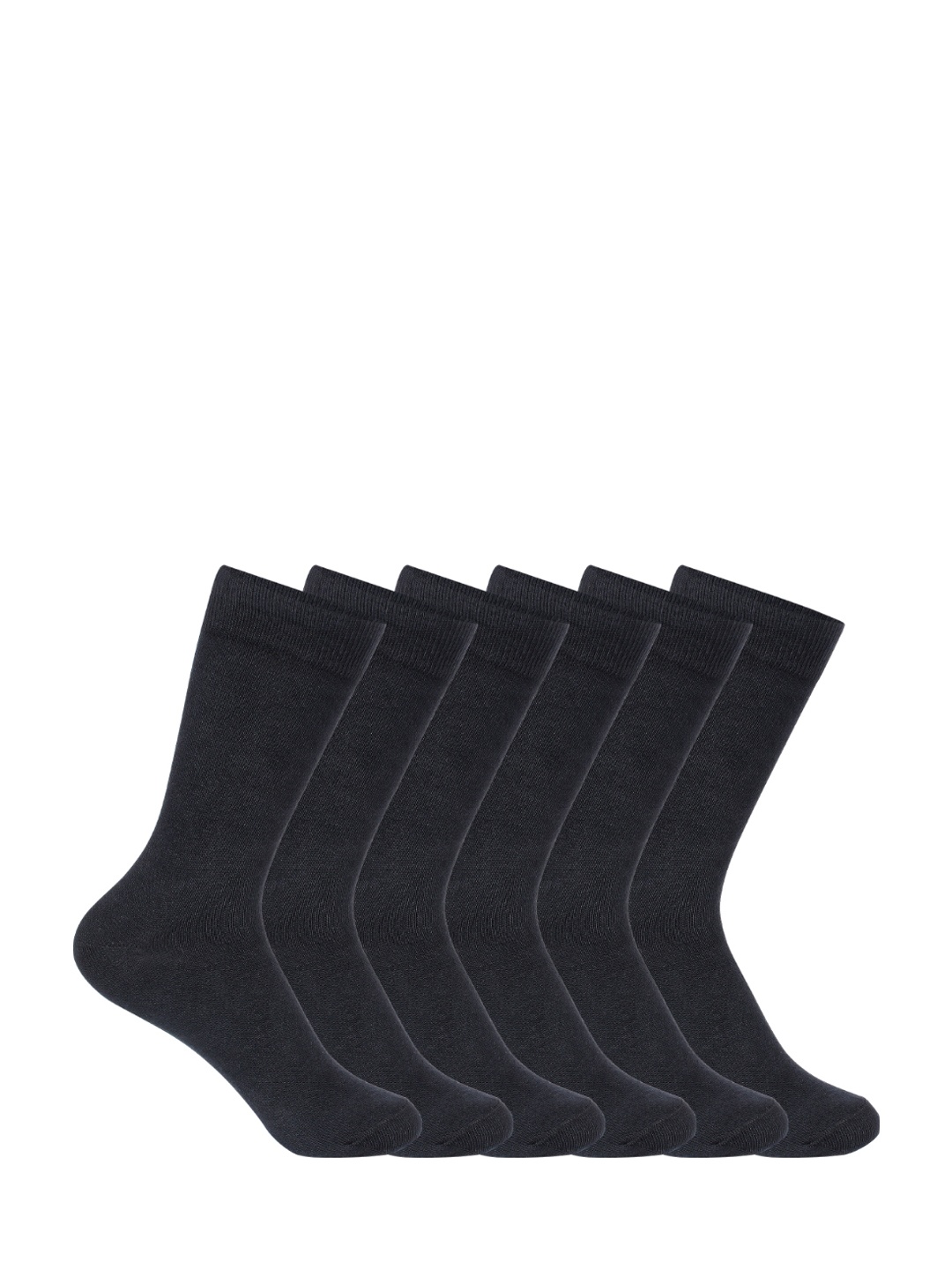 

Supersox Unisex Kids Pack Of 6 Black Solid Calf-Length School Uniform Socks