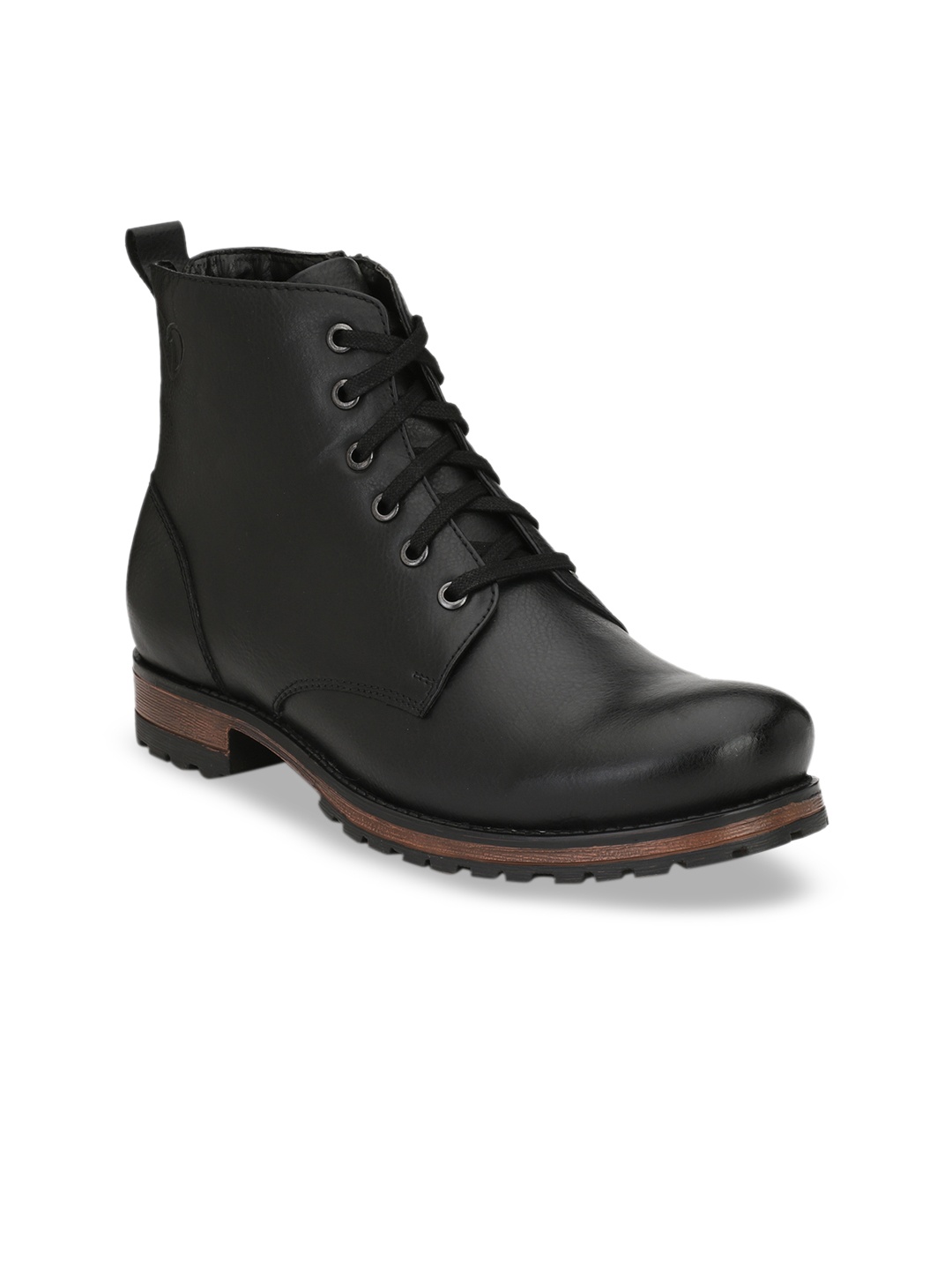

Delize Men Black Solid Mid-Top Flat Boots