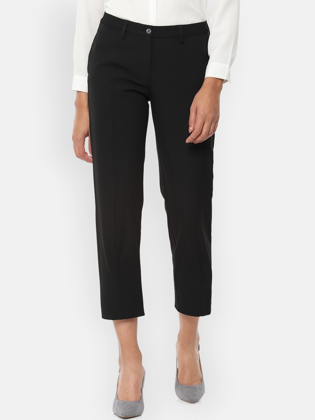 

Van Heusen Woman Black Regular Fit Solid Peg Trousers