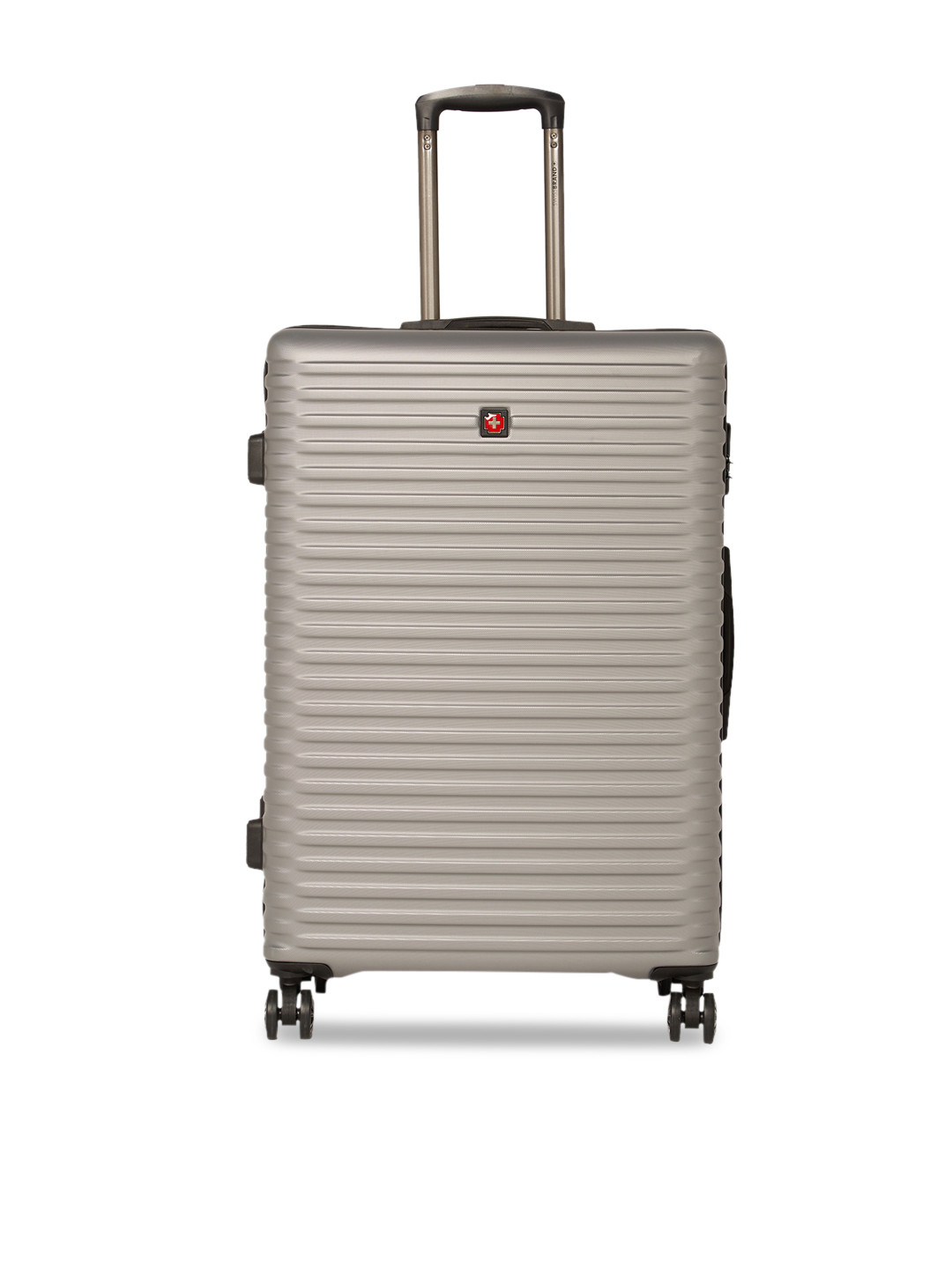 

SWISS BRAND Unisex Grey Solid Dublin 360-Degree Rotation Hard-Sided Large Trolley Suitcase
