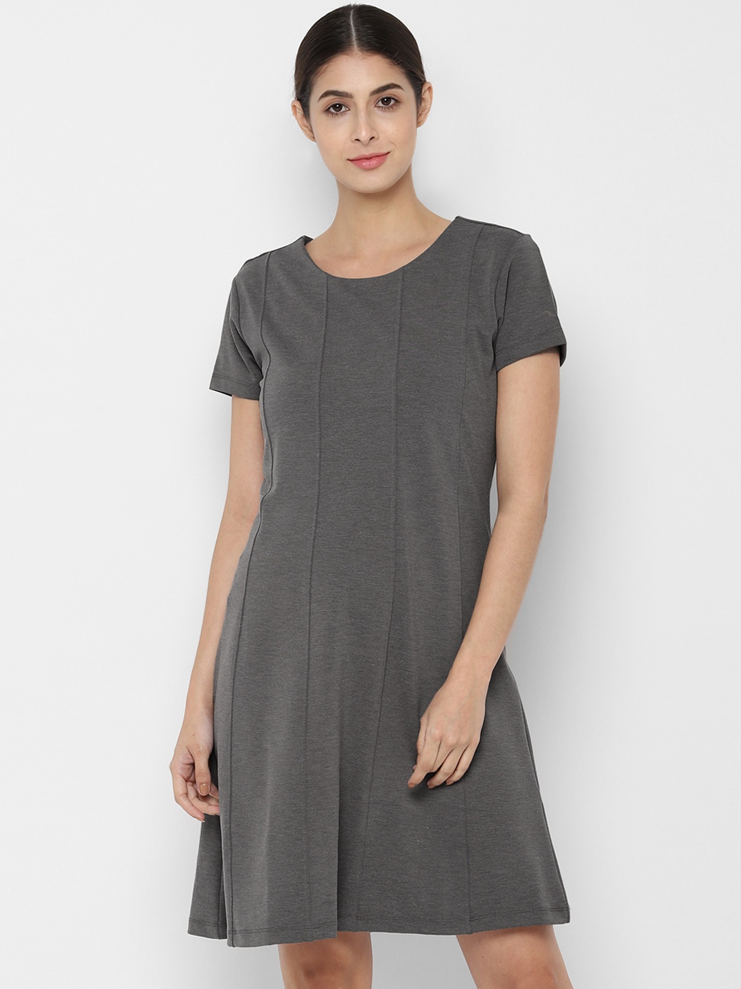

Allen Solly Women Grey Solid T-shirt Dress