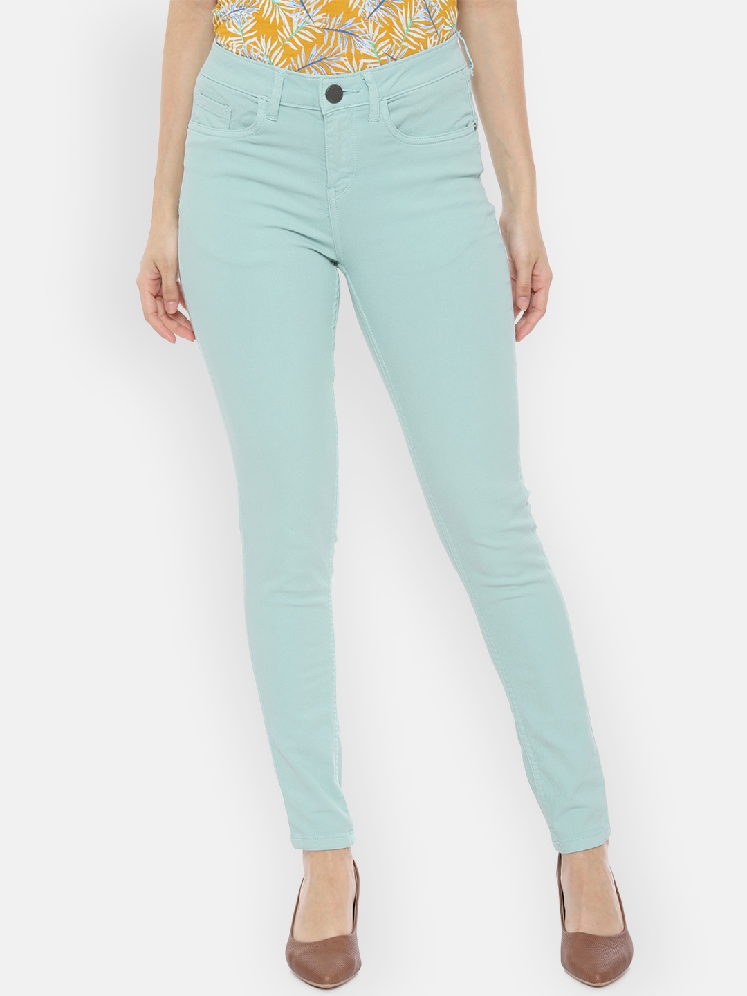 

Van Heusen Women Sea Green Regular Fit Mid-Rise Clean Look Jeans