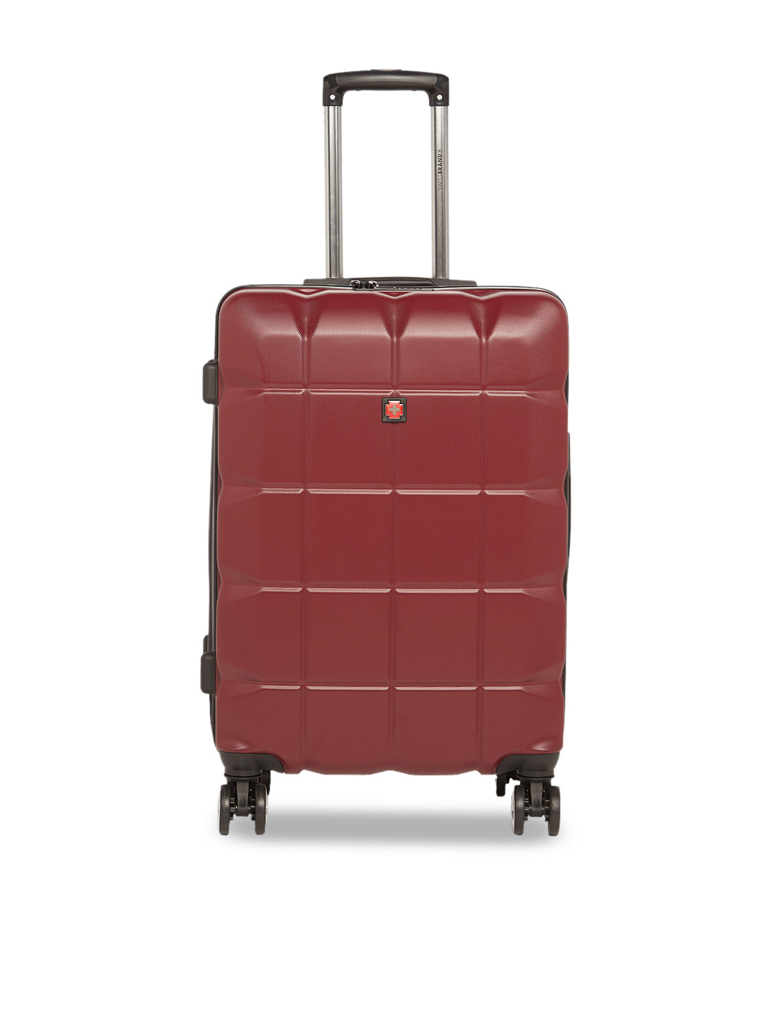 

SWISS BRAND Burgundy Solid Friburg 360-Degree Rotation Hard-Sided Medium Trolley Suitcase