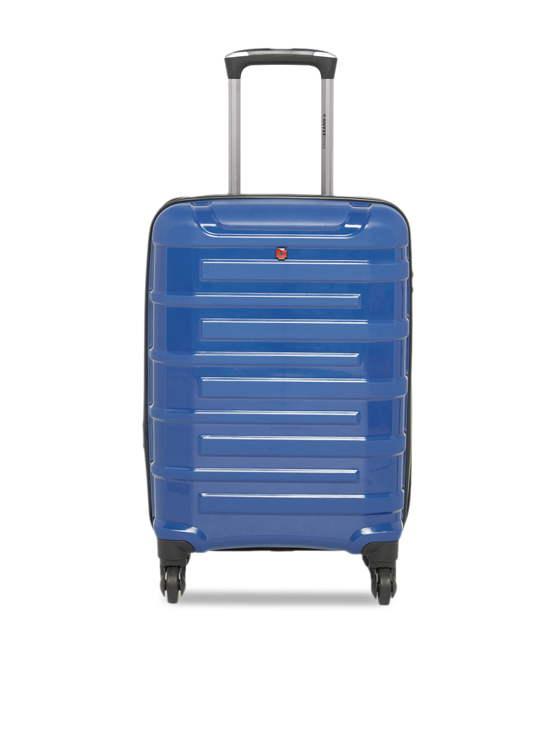 

SWISS BRAND Unisex Blue & Black Colourblocked Sion 360-Degree Rotation Hard-Sided Cabin Trolley Suitcase