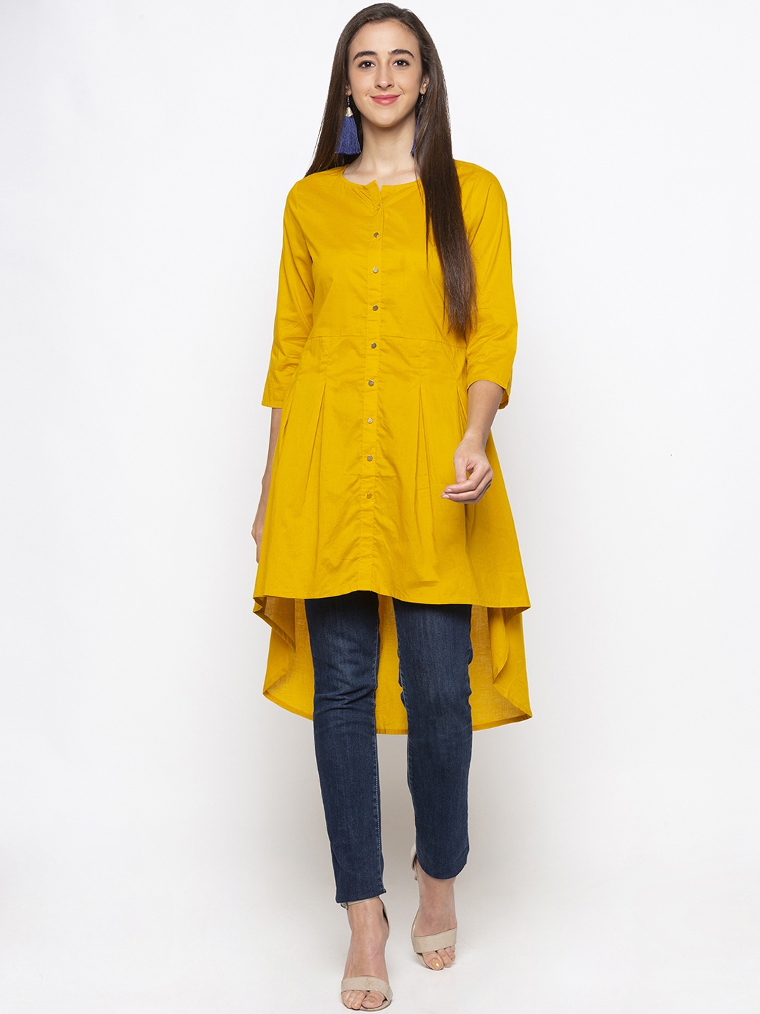 

Globus Mustard Yellow Solid High-Low Tunic