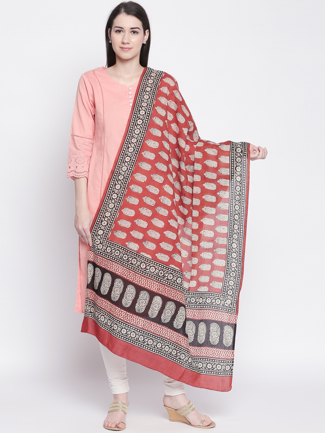 

RANGMANCH BY PANTALOONS Maroon & Beige Printed Dupatta