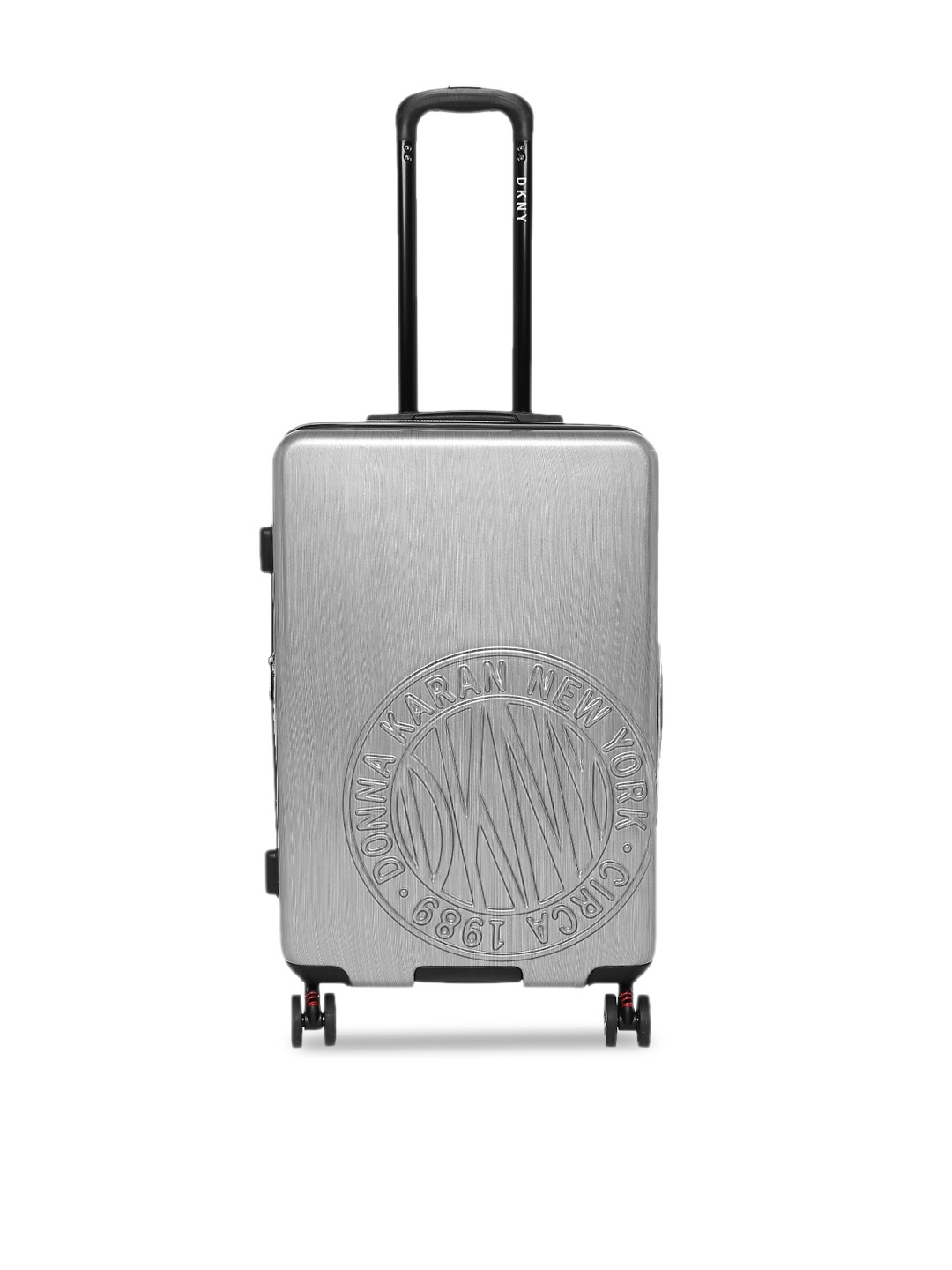 

DKNY Unisex Silver-Toned Solid Token Hs 360-degree Rotation Hard-Sided Large Trolley Suitcase