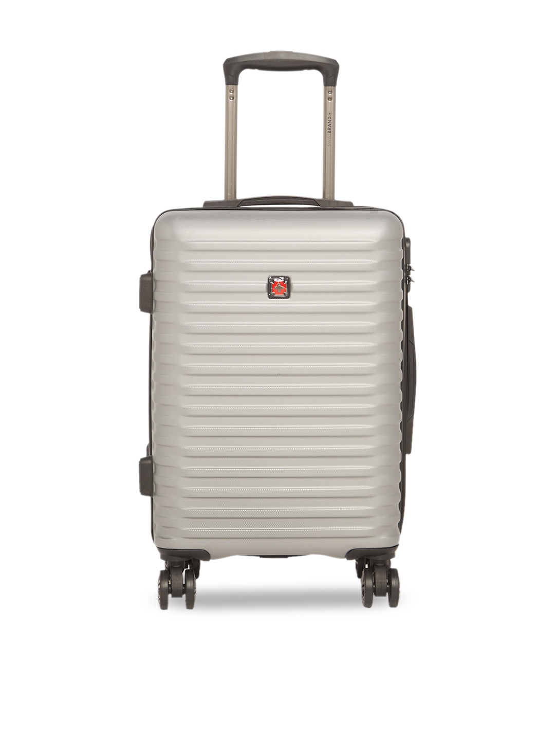 

SWISS BRAND Grey Solid Dublin 360-Degree Rotation Hard-Sided Cabin Trolley Suitcase