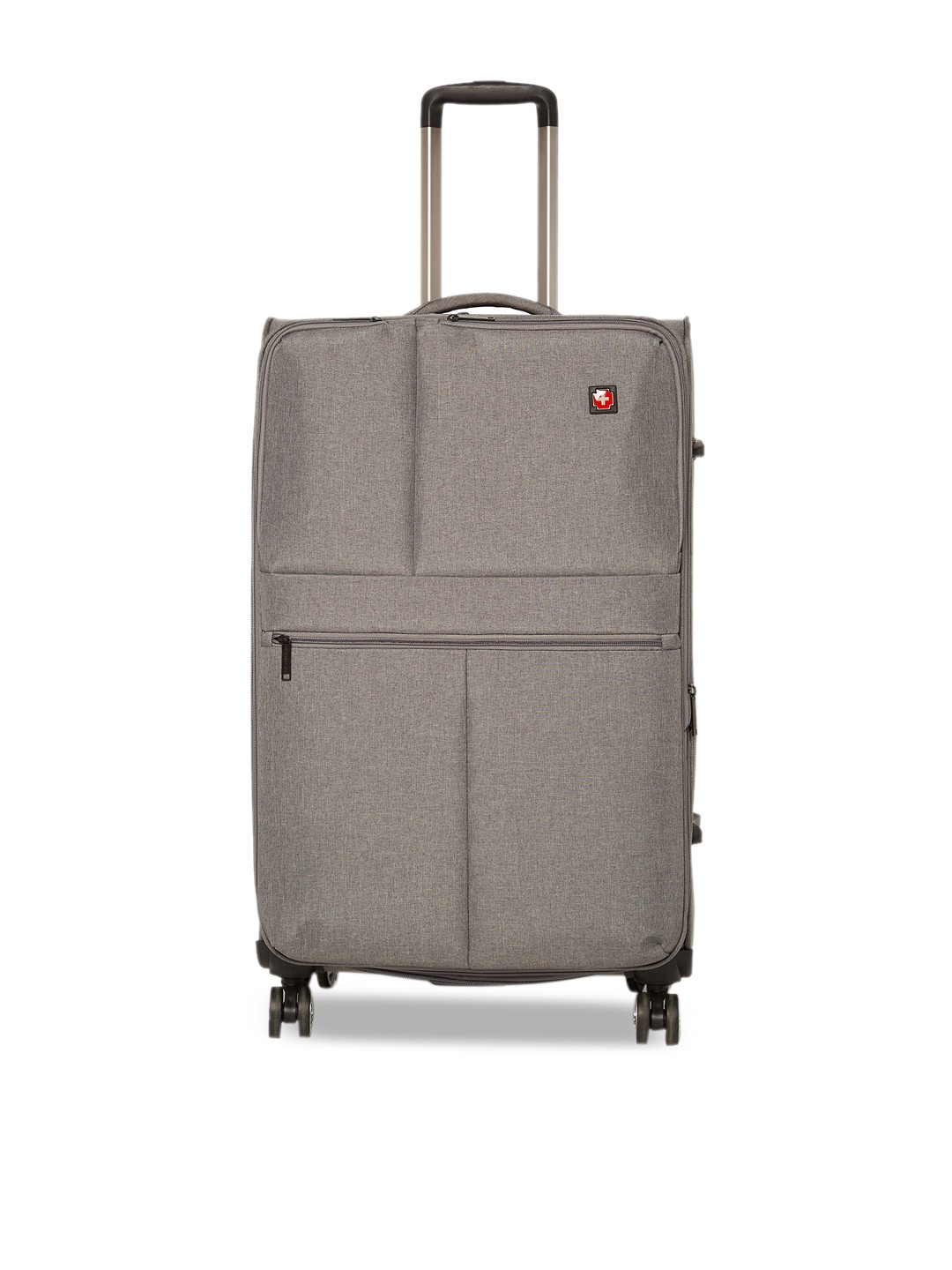 

SWISS BRAND Unisex Grey Solid Vevey 360-Degree Rotation Soft-Sided Large Trolley Suitcase