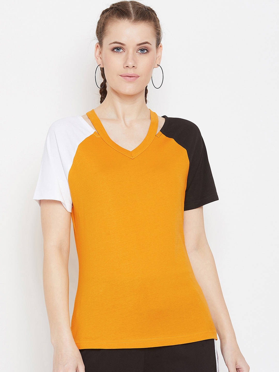 

GRITSTONES Women Yellow Solid Pure Cotton Top