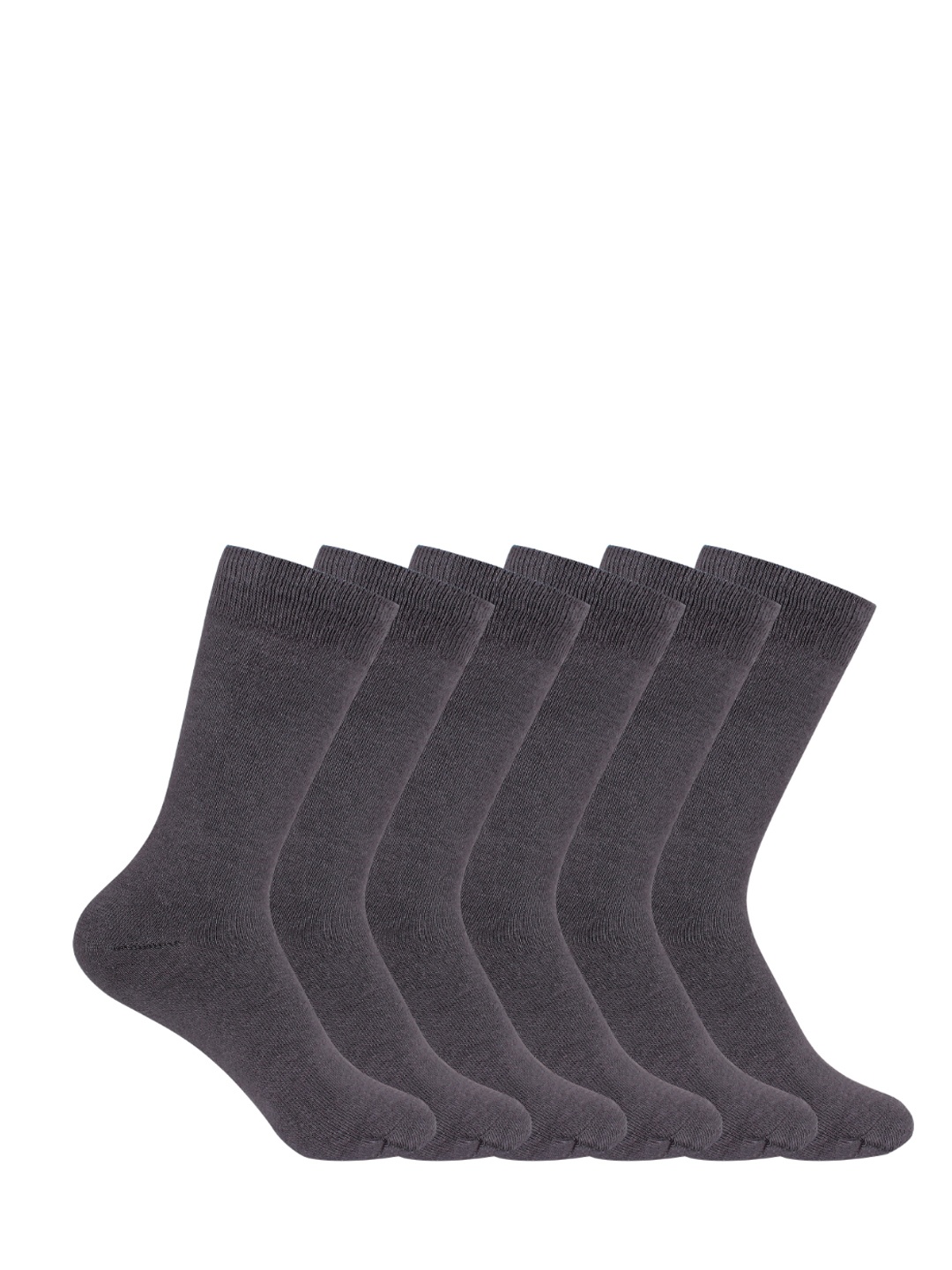 

Supersox Unisex Kids Pack Of 6 Grey Solid Calf-Length School Uniform Socks