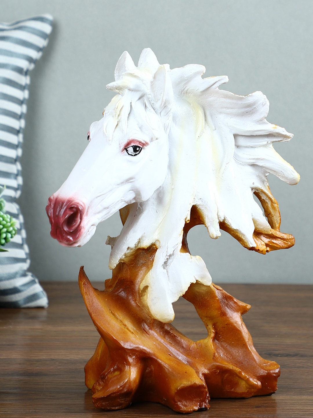 

TIED RIBBONS White & Brown Colourblocked Horse Statue Showpiece