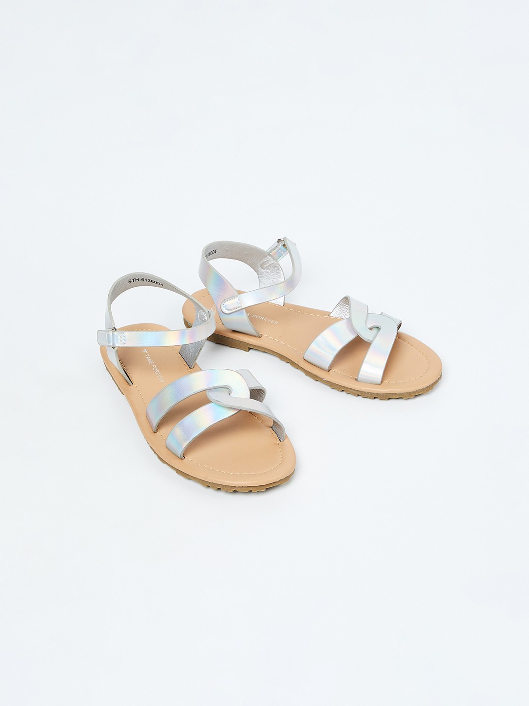 

Fame Forever by Lifestyle Girls Silver-Toned Solid Open Toe Flats