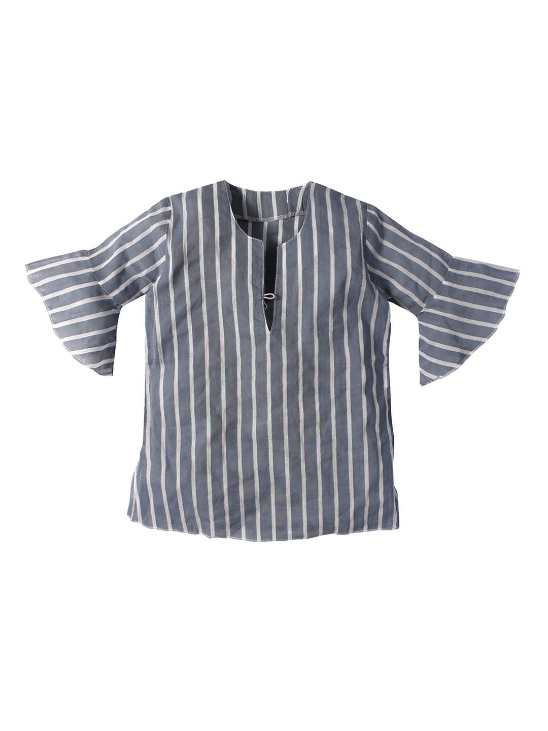 

Nino Bambino Girls Grey Striped Organic Cotton Tunic