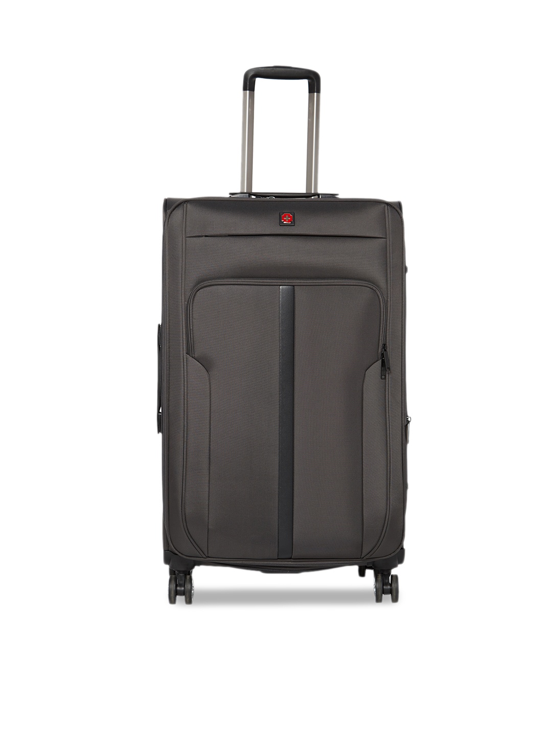 

SWISS BRAND Grey Solid Grande 360-Degree Rotation Soft-Sided Large Trolley Suitcase