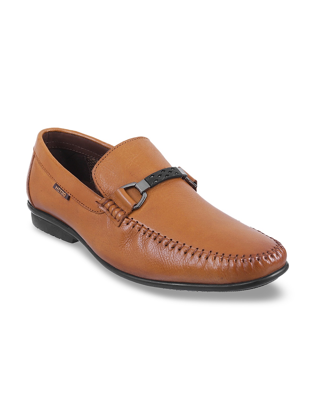 

Metro Men Tan Brown Solid Leather Formal Loafers